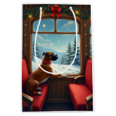 Sac Cadeau Moyen Boxer Christmas Eve Train Ride Painting (Devant)
