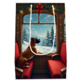 Sac Cadeau Moyen Boxer Christmas Eve Train Ride Painting (Dos)