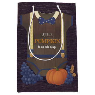 Sac Cadeau Moyen Boy baby shower autum chute bleu burlap bodysuit