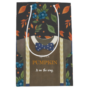 Sac Cadeau Moyen Boy baby shower autum chute bleu burlap bodysuit