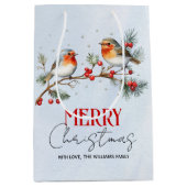 Sac Cadeau Moyen Branch with robin birds and berries Christmas (Devant)