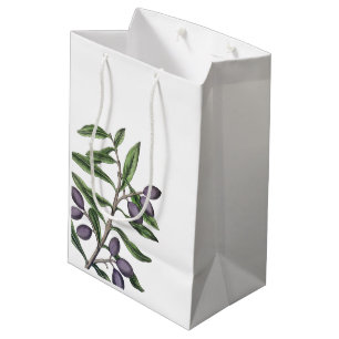 Sac Cadeau Moyen Branche de l'arbre d'olive Vert pourpre