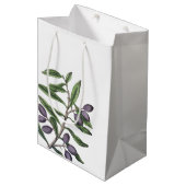 Sac Cadeau Moyen Branche de l'arbre d'olive | Vert pourpre (Devant Angle)