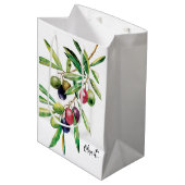 Sac Cadeau Moyen Branche d'olive aquarelle (Devant Angle)