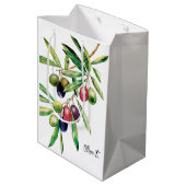 Sac Cadeau Moyen Branche d'olive aquarelle (Dos Angle)