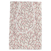 Sac Cadeau Moyen Branches d'airelles rouges dessinées à la main (Dos)