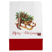 Sac Cadeau Moyen Branches de semis en bois vert et rouge (Dos)