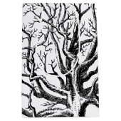 Sac Cadeau Moyen Branches rustiques Abstraites en noir et blanc (Devant)