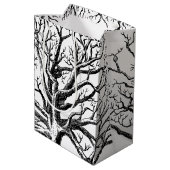 Sac Cadeau Moyen Branches rustiques Abstraites en noir et blanc (Dos Angle)
