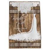 Sac Cadeau Moyen Bride à être - Bois rustique et dentelle blanche (Dos)