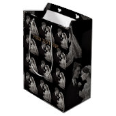 Sac Cadeau Moyen Bride & Groom Delicate blanc sur noir (Dos Angle)