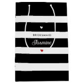 Sac Cadeau Moyen Bridesmaid noir blanc rayures (Devant)