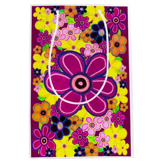 Sac Cadeau Moyen Bright Abstrait Flower Art (Devant)