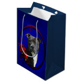 Sac Cadeau Moyen Brindle pitbull avec rose (Devant Angle)