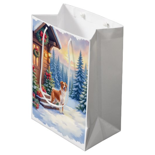 Sac Cadeau Moyen Brittany Rustic Cabin Christmas Winter Art (Devant Angle)