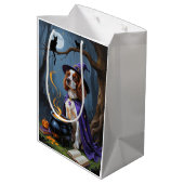 Sac Cadeau Moyen Brittany Spaniel Chien Whimsical Halloween Peintur (Dos Angle)
