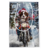 Sac Cadeau Moyen Brittany Spaniel Dog équitation moto Noël (Devant)