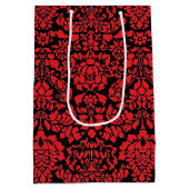 Sac Cadeau Moyen Brocade de Noël rouge foncé avec bande de texte (Dos)