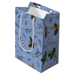 Sac Cadeau Moyen Broche de pin de Noël Holly Berry Mistletoe