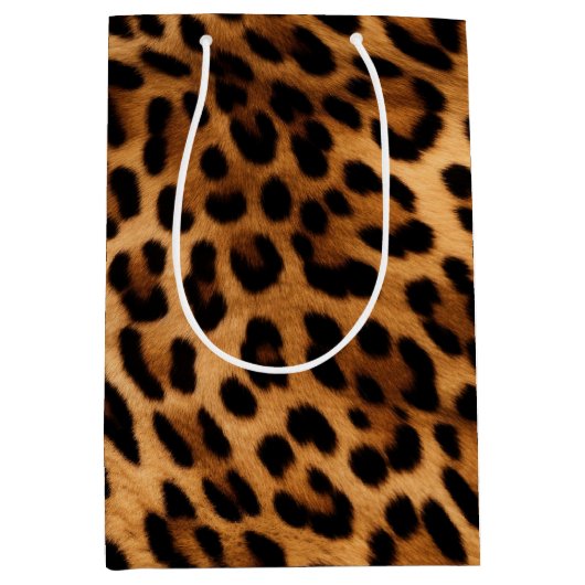 Sac Cadeau Moyen Brown Poster de animal Leopard (Devant)