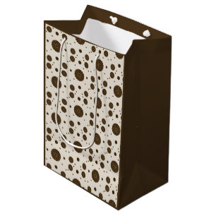 Sac Cadeau Moyen Brun foncé micro floral beige
