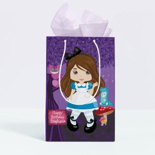 Sac Cadeau Moyen Brunette Alice au pays des merveilles Personnalisé