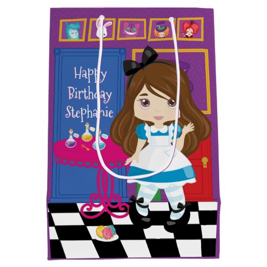 Sac Cadeau Moyen Brunette Alice - Buvez-Moi Sac-Cadeau Moyen (Dos)