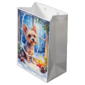 Sac Cadeau Moyen Brussels Griffon Frosted Window Christmas Art (Dos Angle)