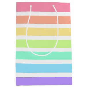 Sac Cadeau Moyen Bubblegum arc-en-ciel et bandes blanches