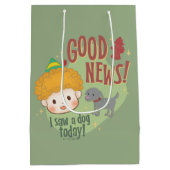 Sac Cadeau Moyen Buddy l'Elf Bonne Nouvelle ! J'ai vu un chien aujo (Dos)