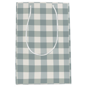 Sac Cadeau Moyen Buffalo Plaid Country Farmhouse Vert Blanc