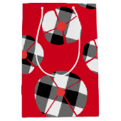 Sac Cadeau Moyen Buffalo Plaid Fleur Sur Rouge (Devant)