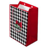 Sac Cadeau Moyen Buffalo Plaid Red Bow Joyeux Noël (Dos Angle)