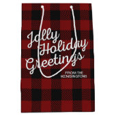 Sac Cadeau Moyen Buffle de Noël Rustique Plaid (Devant)