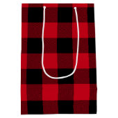 Sac Cadeau Moyen Buffle rouge et noir Chevron Plaid (Dos)