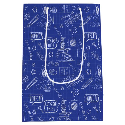 Sac Cadeau Moyen BUGS BUNNY BUILDERS™| Sketch Blueprint Pattern (Dos)