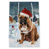 Sac Cadeau Moyen Bull Mastiff Chien hiver Merveilles pays Noël Joie (Dos)