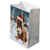 Sac Cadeau Moyen Bull Mastiff Chien hiver Merveilles pays Noël Joie (Dos Angle)