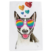 Sac Cadeau Moyen Bull Terrier Chien avec Coeurs Saint-Valentin (Devant)