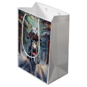 Sac Cadeau Moyen Bull Terrier Dog équitation moto Noël (Dos Angle)