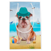 Sac Cadeau Moyen Bulldog anglais sur la plage (Devant)