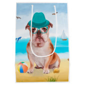 Sac Cadeau Moyen Bulldog anglais sur la plage (Dos)