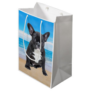 Sac Cadeau Moyen Bulldog Français Assis Sur La Plage