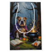 Sac Cadeau Moyen Bulldog Whimsical Halloween peinture (Devant)