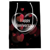 Sac Cadeau Moyen Bulle Coeur Anniversaire Avec Coeurs Rouges (Devant)