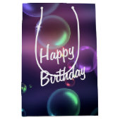 Sac Cadeau Moyen Bulles D'Anniversaire Iridescendantes Sur Noir (Devant)