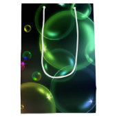 Sac Cadeau Moyen Bulles D'Anniversaire Iridescendantes Sur Noir (Dos)