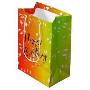 Sac Cadeau Moyen Bulles sur le dégradé orange, jaune et citron vert