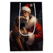 Sac Cadeau Moyen Bullmastiff avec Noël Festif du Père Noël (Dos)