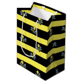 Sac Cadeau Moyen Bumblebebees sur Black Yellow Striped (Devant Angle)